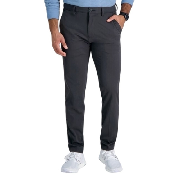 Mens Pants HAGGAR H26 Grey Slim Fit Super Flex Waistband Performance Dress Pants - Picture 2 of 10